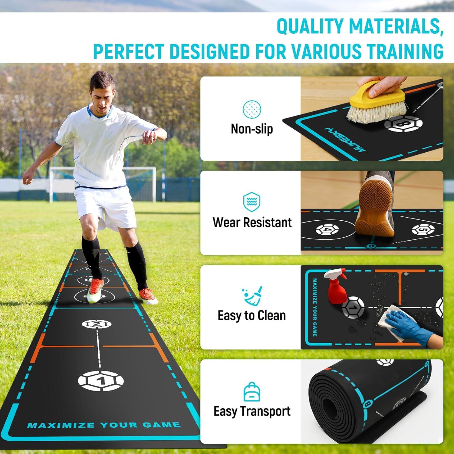 Alfombra de Entrenamiento de Fútbol MUKESKY con Escalera y Conos