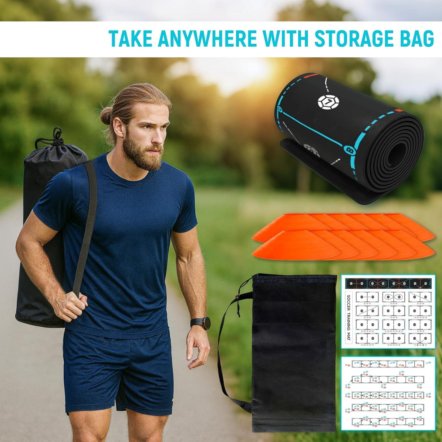 Alfombra de Entrenamiento de Fútbol MUKESKY con Escalera y Conos