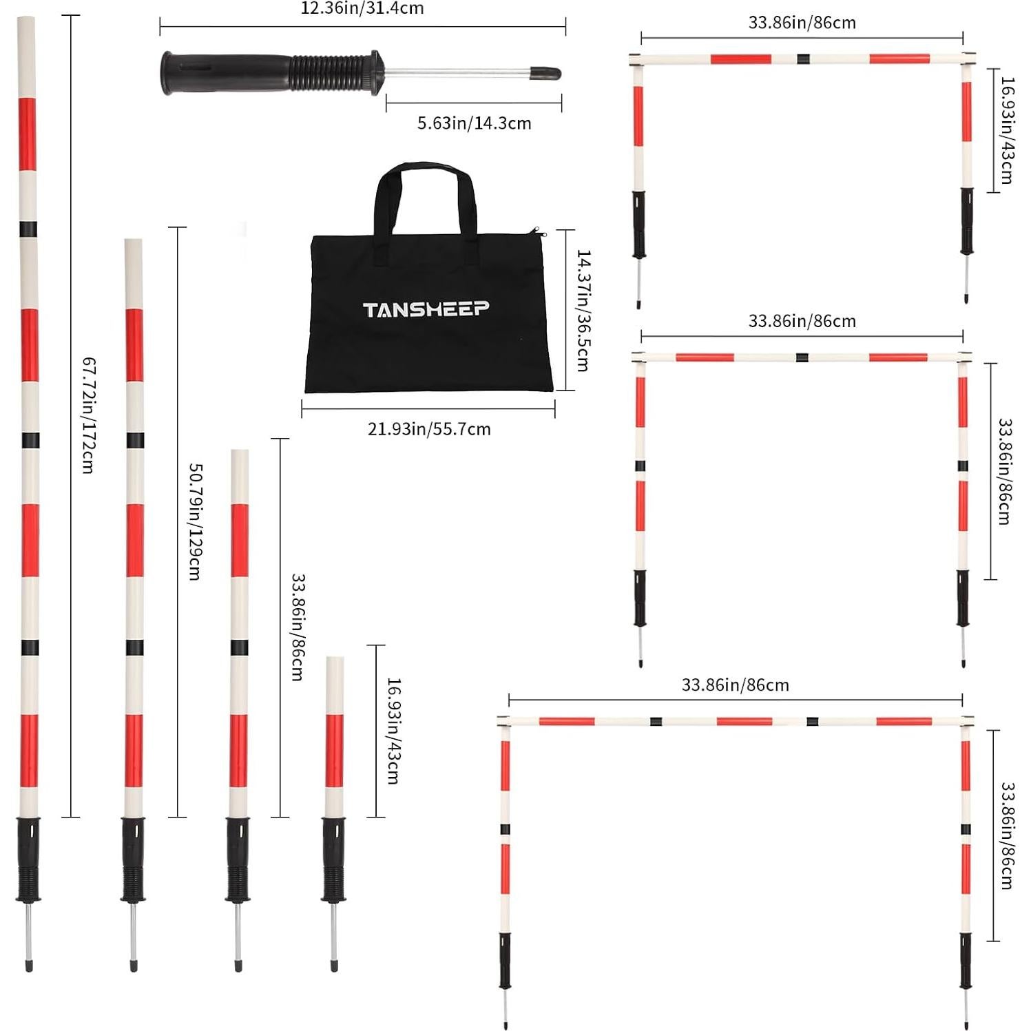 Equipo de entrenamiento de agilidad Tansheep 6 postes y 12 conos