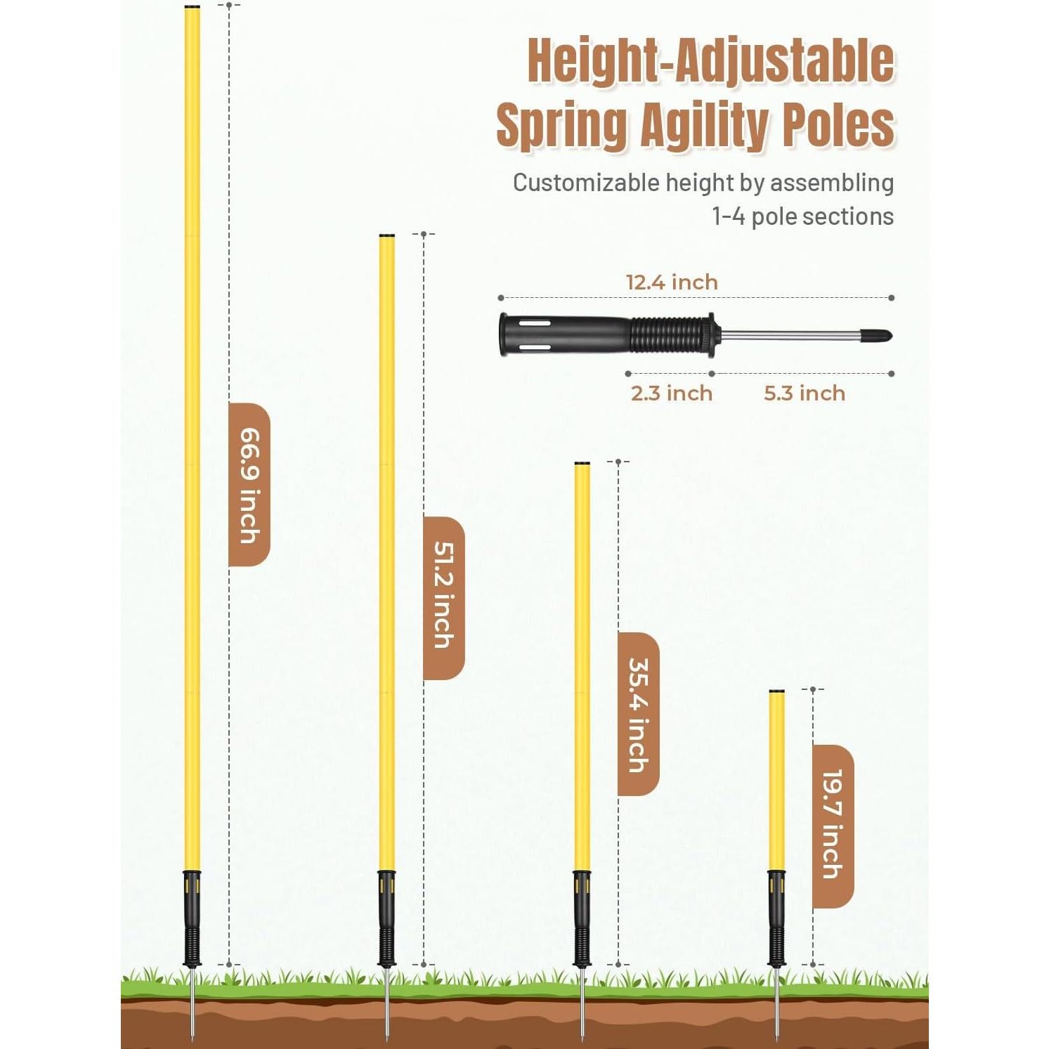 Postes de Agilidad GHB 1.83m Pack de 6 para Entrenamiento