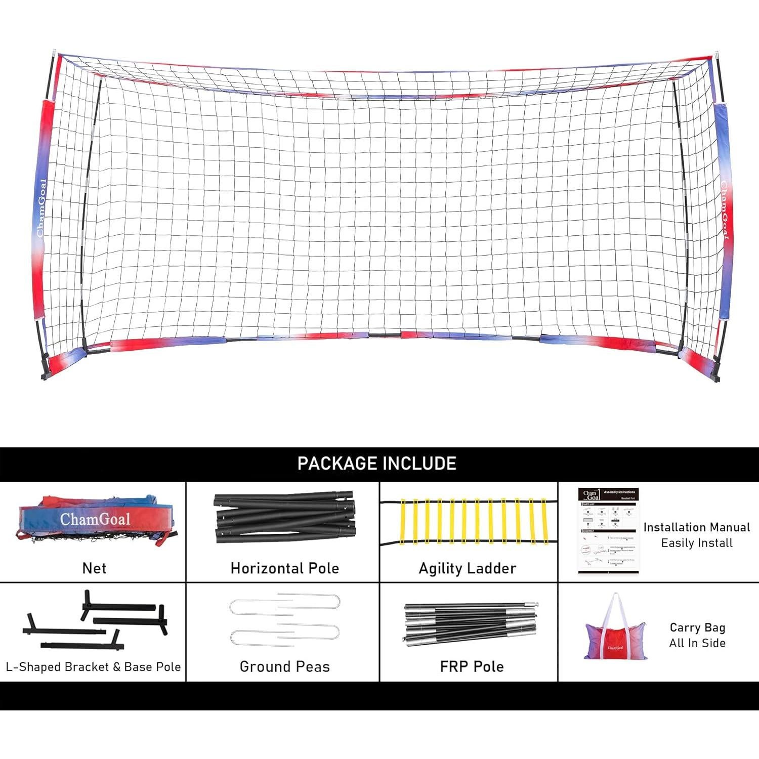 Red de Fútbol Portátil ChamGoal 3.66x1.83m con Bolsa