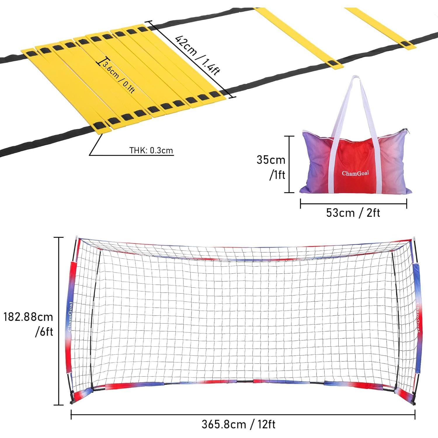 Red de Fútbol Portátil ChamGoal 3.66x1.83m con Bolsa