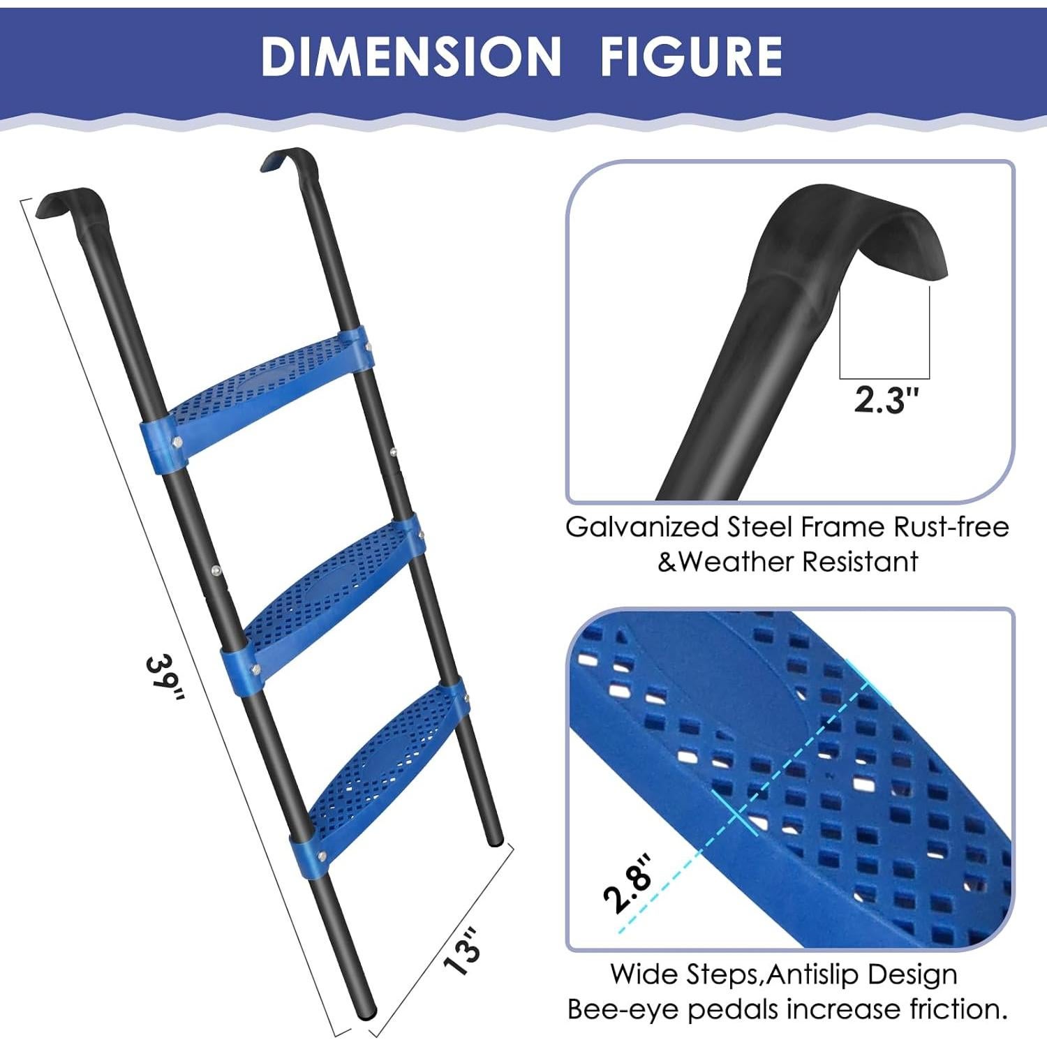 Escalera de Trampolín UROVIBOSCR 3 Pasos Azul 99.79 kg