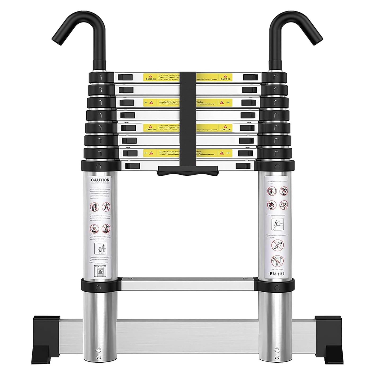 Escalera Telescópica ARCHOM 2.59m Aluminio 150kg con Ganchos