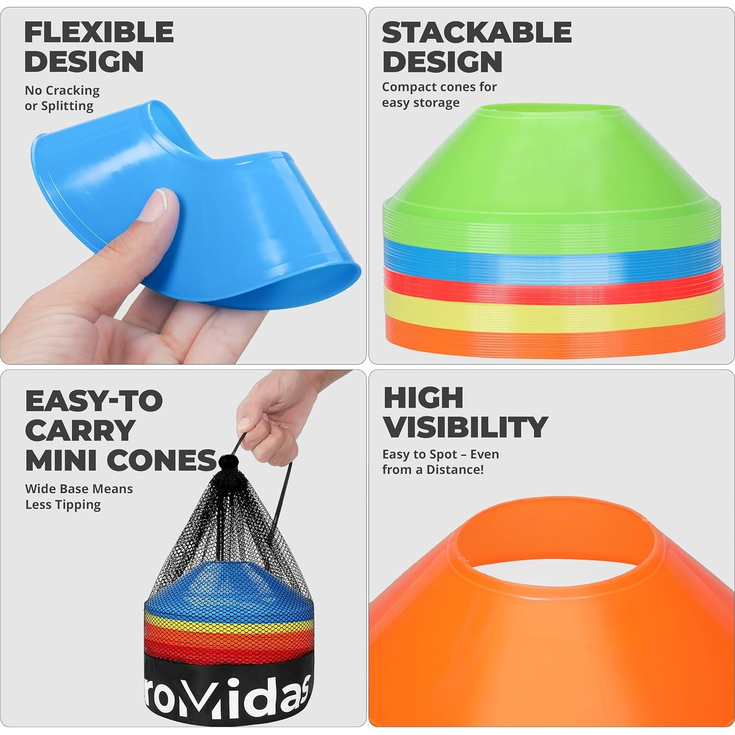 Mini Conos de Entrenamiento ProMidas - Naranja - Paquete de 25