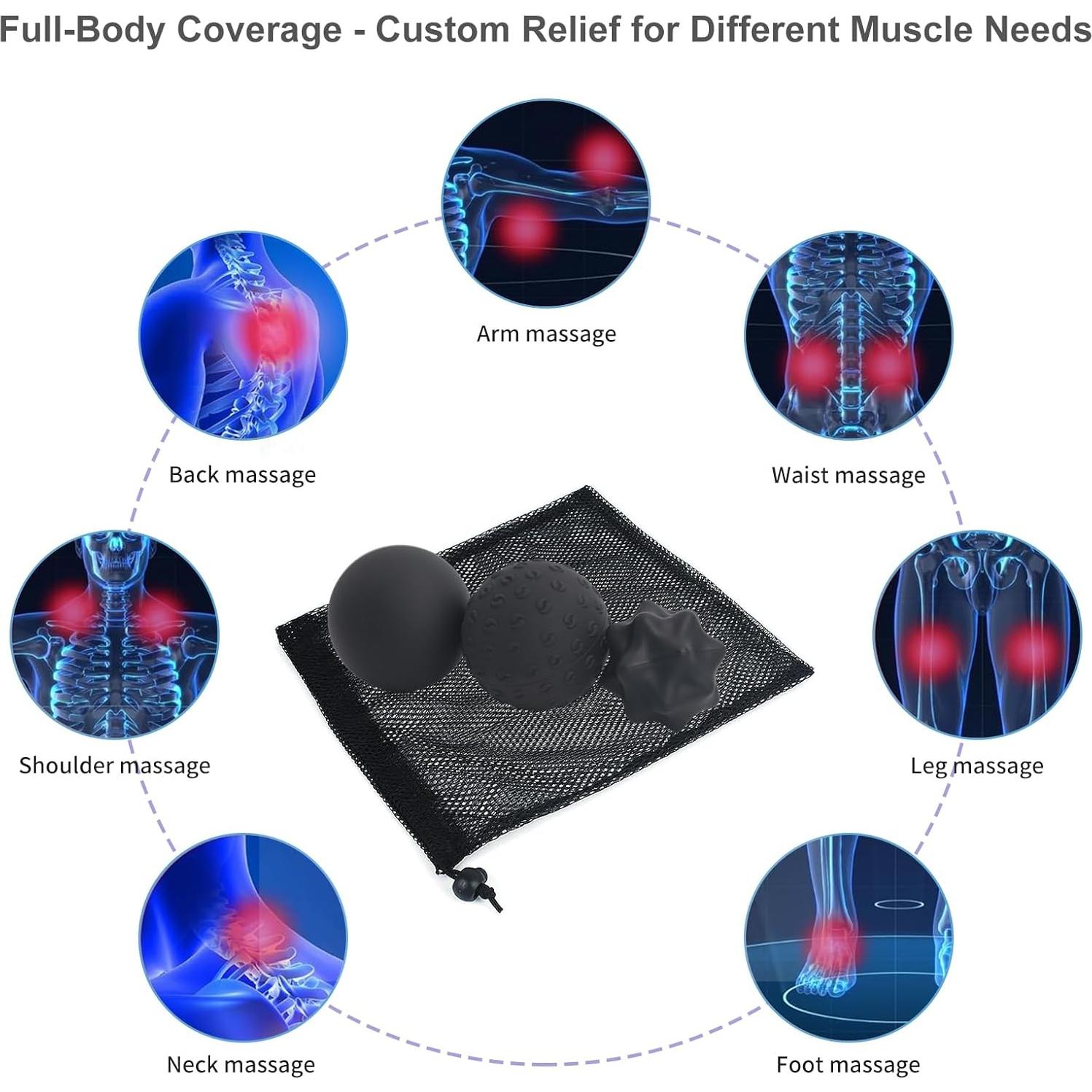 Bolas de Masaje JIEJUNJIE - Liberación Miofascial (Paquete de 3)