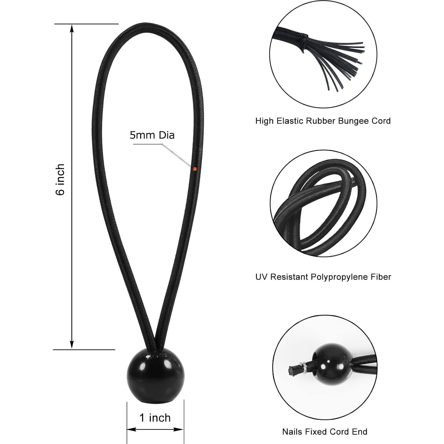 Cuerda elástica Joneaz 4" con bolas de 1" - 50 piezas UV