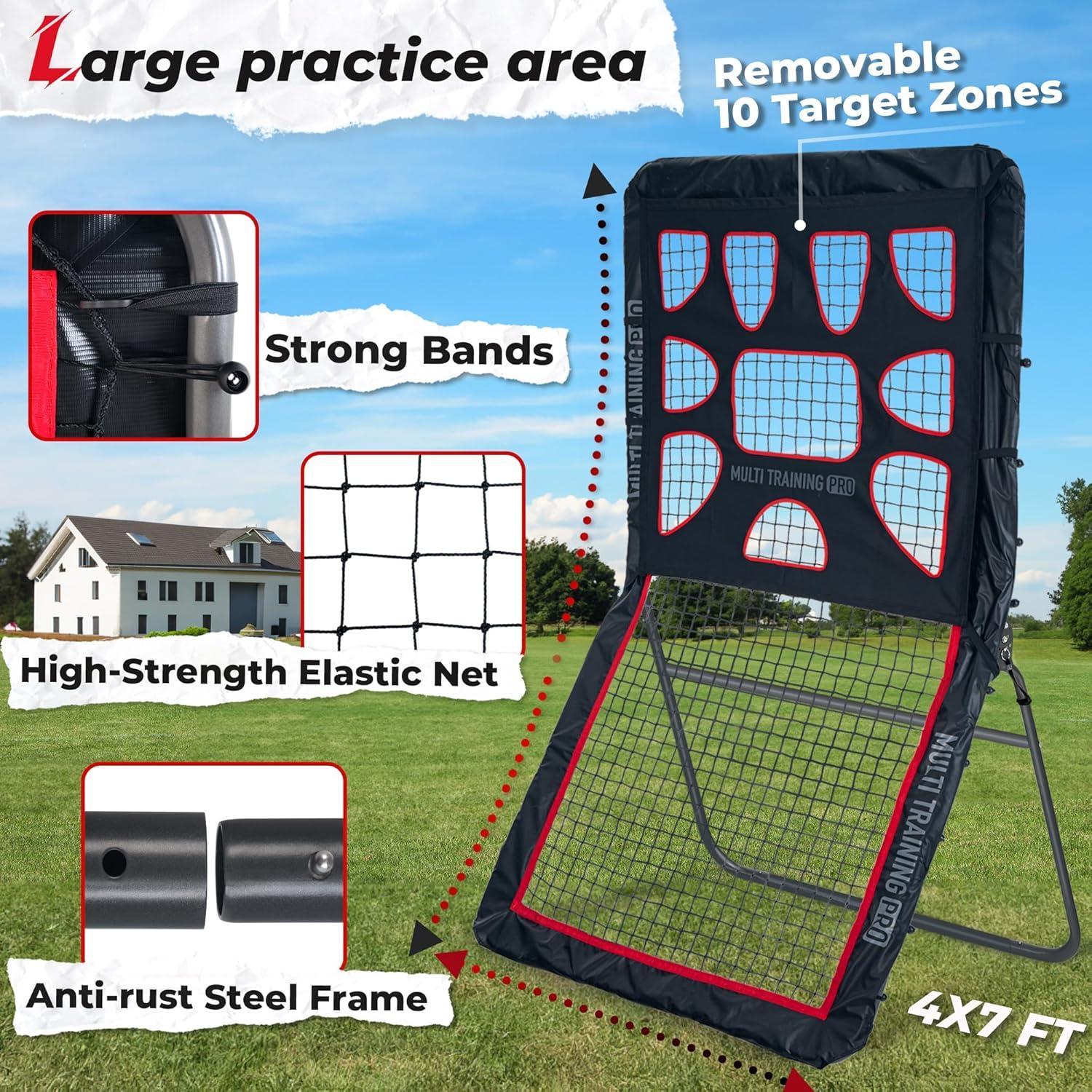 Rebotador de Lacrosse ESUELITE 4x7 pies Ajustable para Voleibol, Béisbol y Fútbol