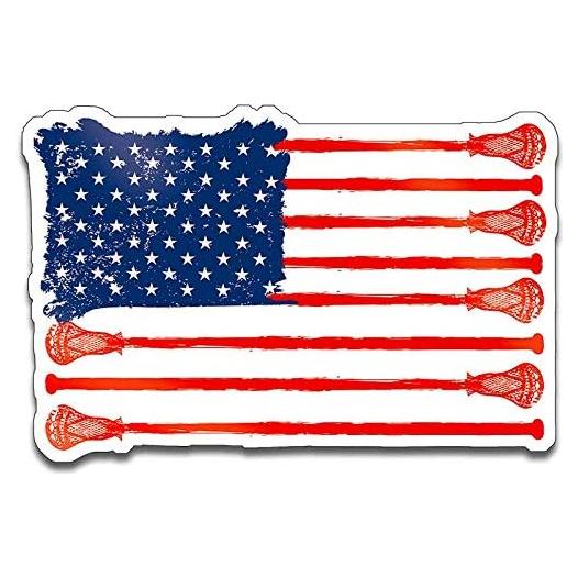 Pegatina Bandera EE. UU. Lacrosse 12.7x7.62 cm American Vinyl