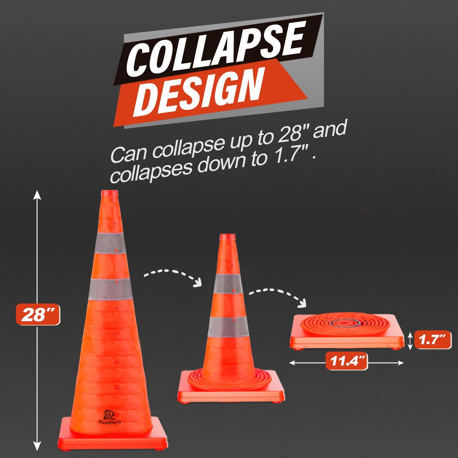 Conos de Seguridad Plegables RoadHero 71.1 cm - Paquete de 2