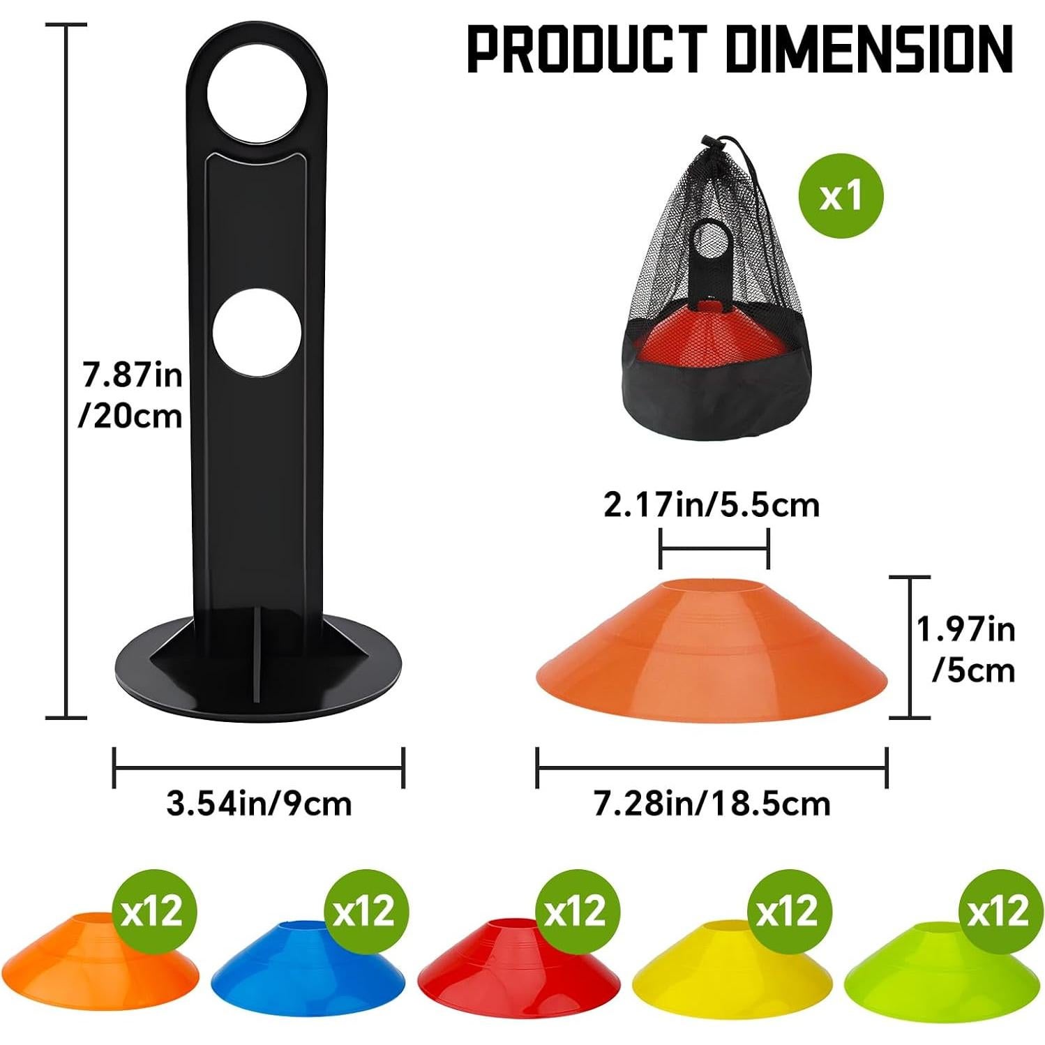 Conos de Entrenamiento BIRDDIE SC-00, 60 Pcs, 5 Colores