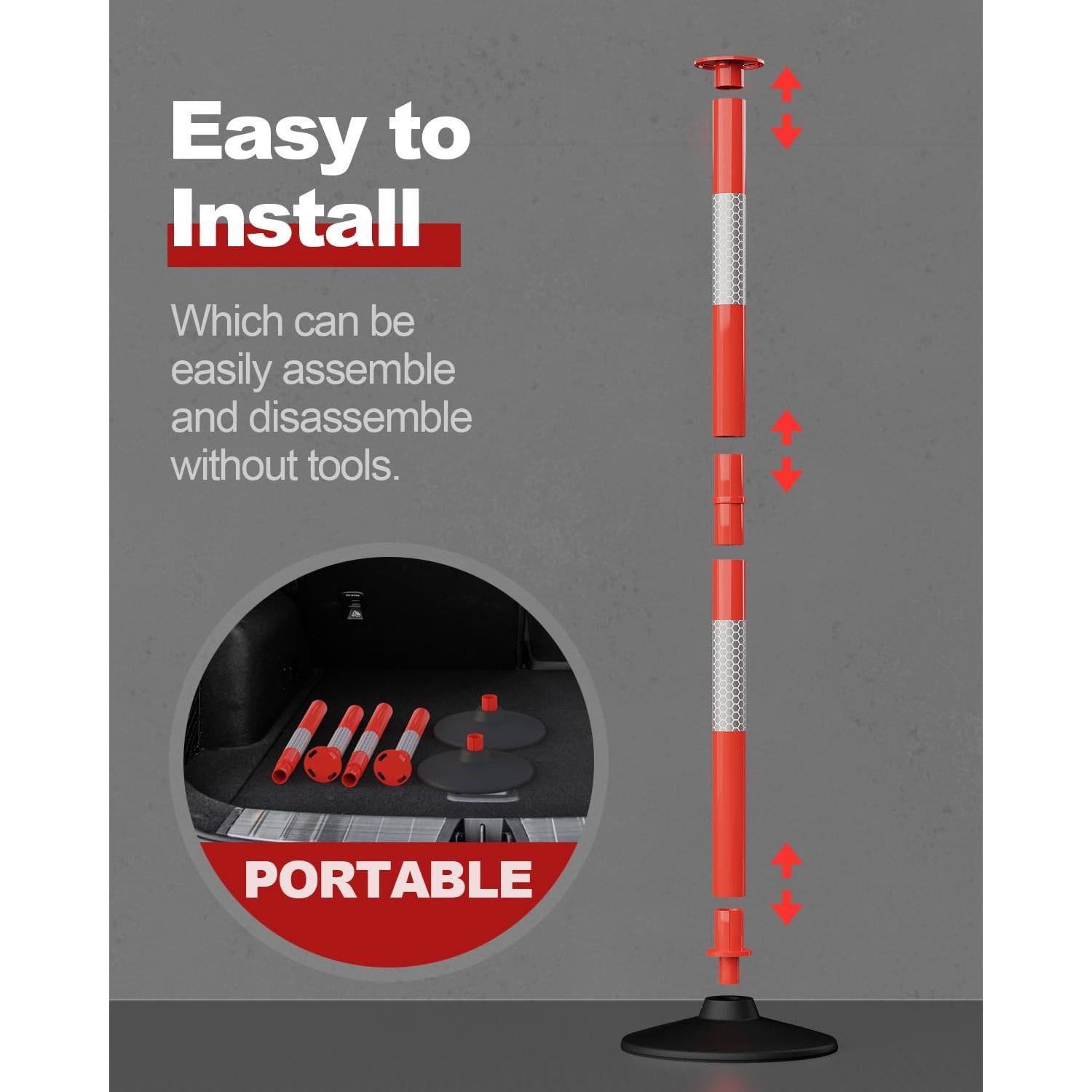 Poste Delineador de Tráfico RoadHero 2 Pack con Base Pesada