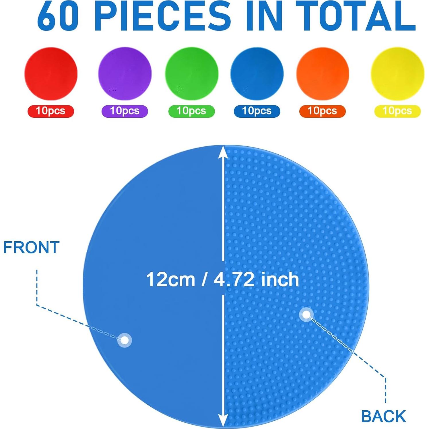 Puntos de Poliéster SIFENYU 12cm 60 Pcs Antideslizantes para Gimnasio