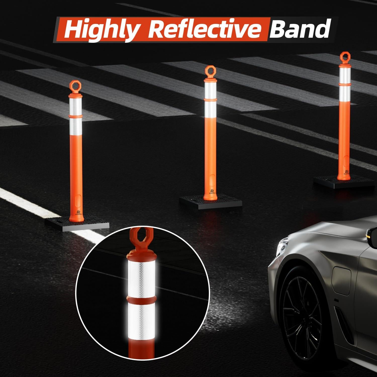 Poste Delineador RoadHero 106.68 cm Naranja con Base 6 Pzas