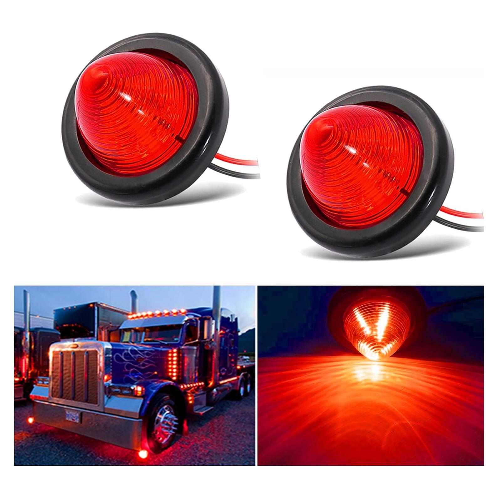 2 Pcs Luz Marcadora Lateral LED Roja 2" NBWDY Impermeable