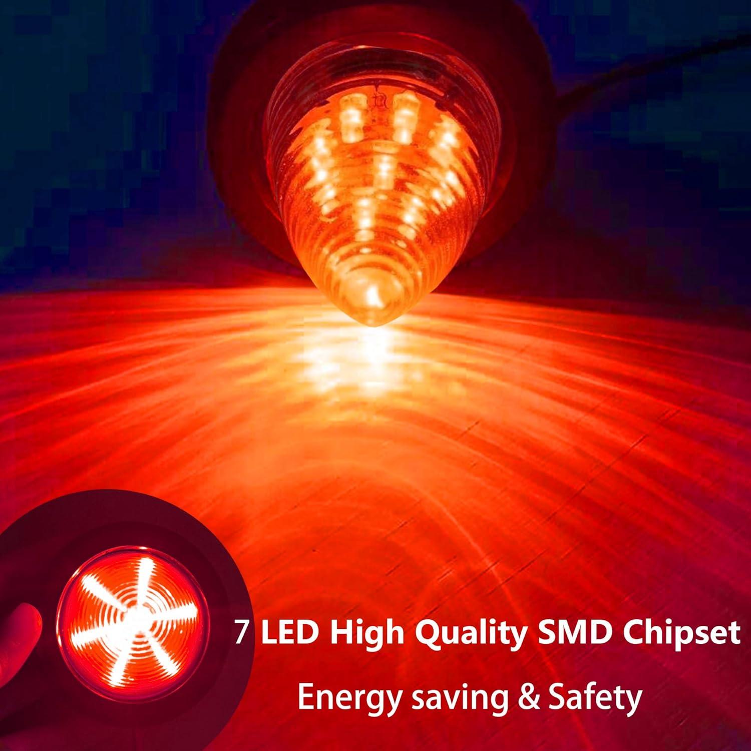 2 Pcs Luz Marcadora Lateral LED Roja 2" NBWDY Impermeable