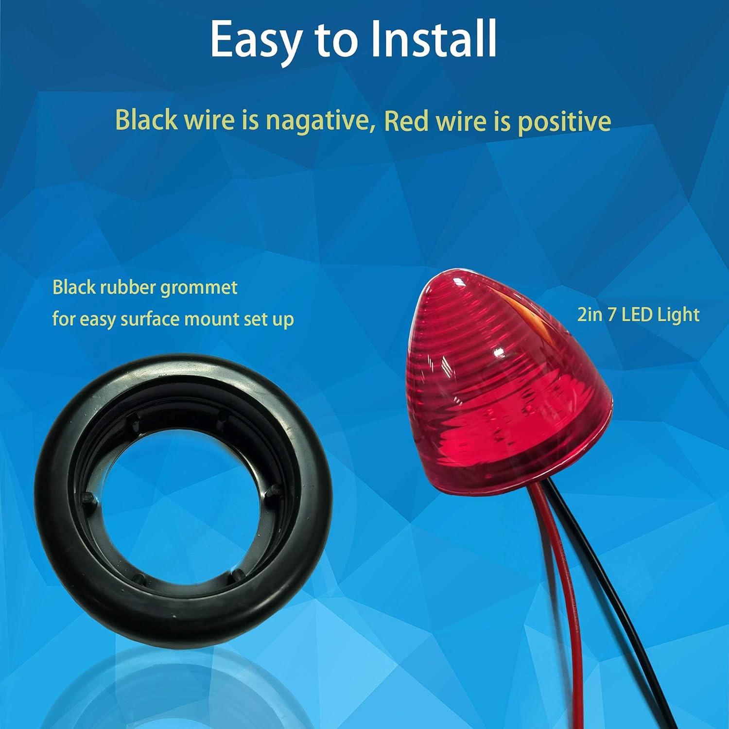 2 Pcs Luz Marcadora Lateral LED Roja 2" NBWDY Impermeable