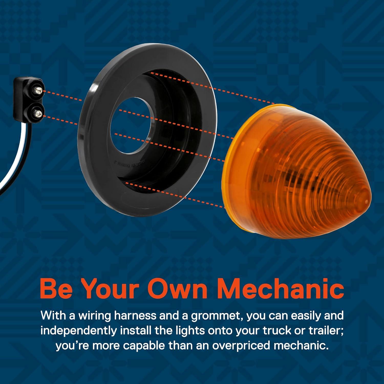 Luces Beehive LED 2.5" Ámbar True Mods - 8 Piezas Impermeables