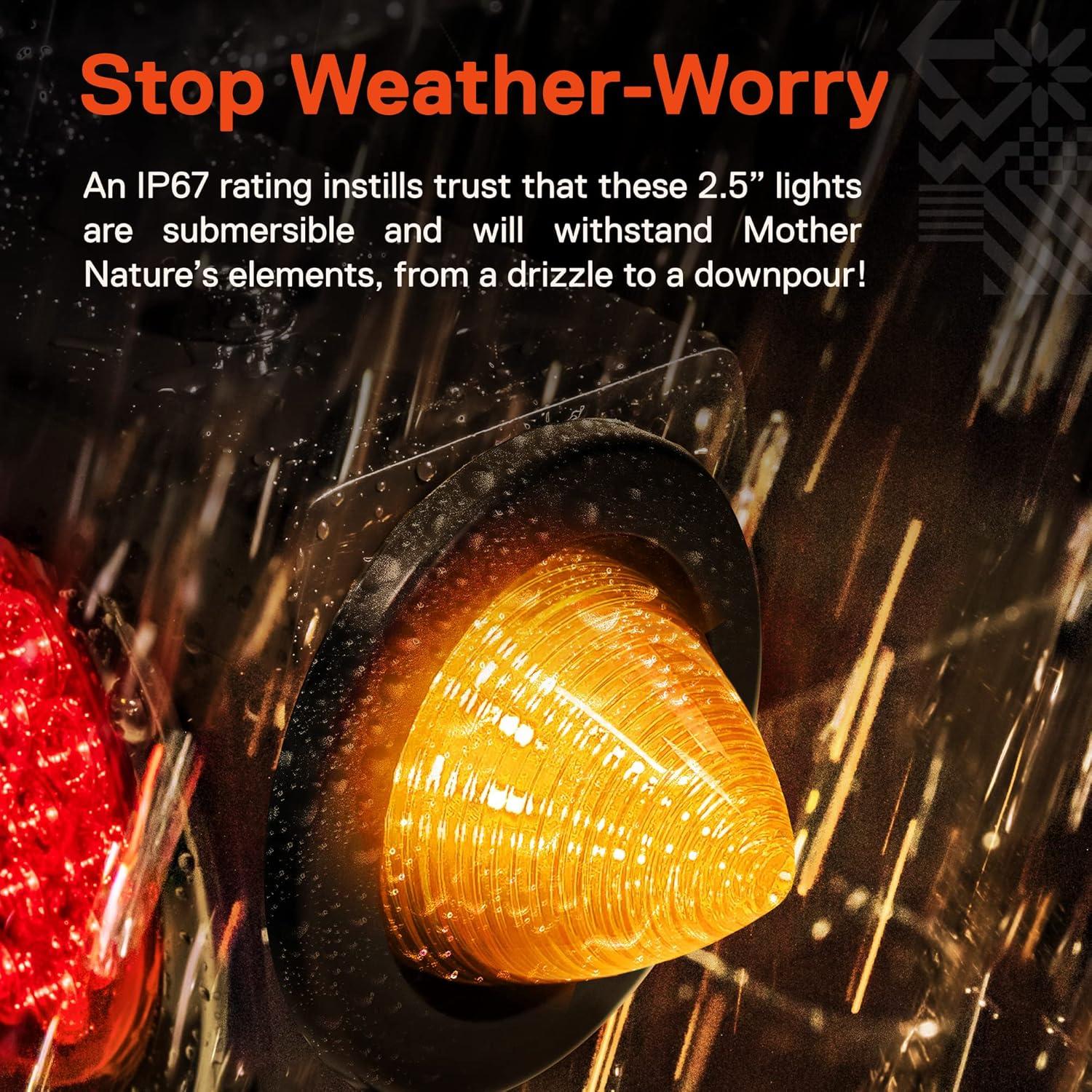 Luces Beehive LED 2.5" Ámbar True Mods - 8 Piezas Impermeables