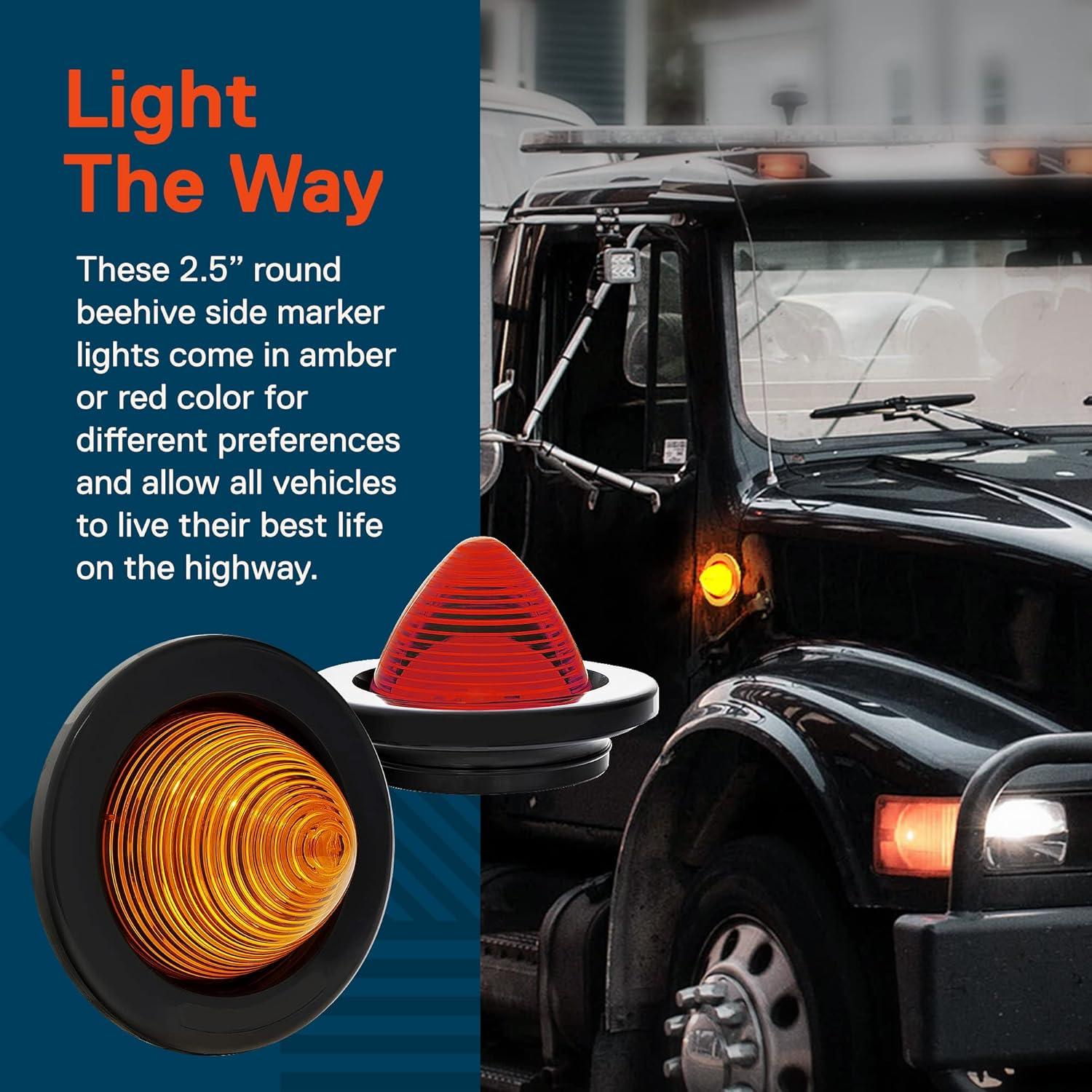 Luces Beehive LED 2.5" Ámbar True Mods - 8 Piezas Impermeables