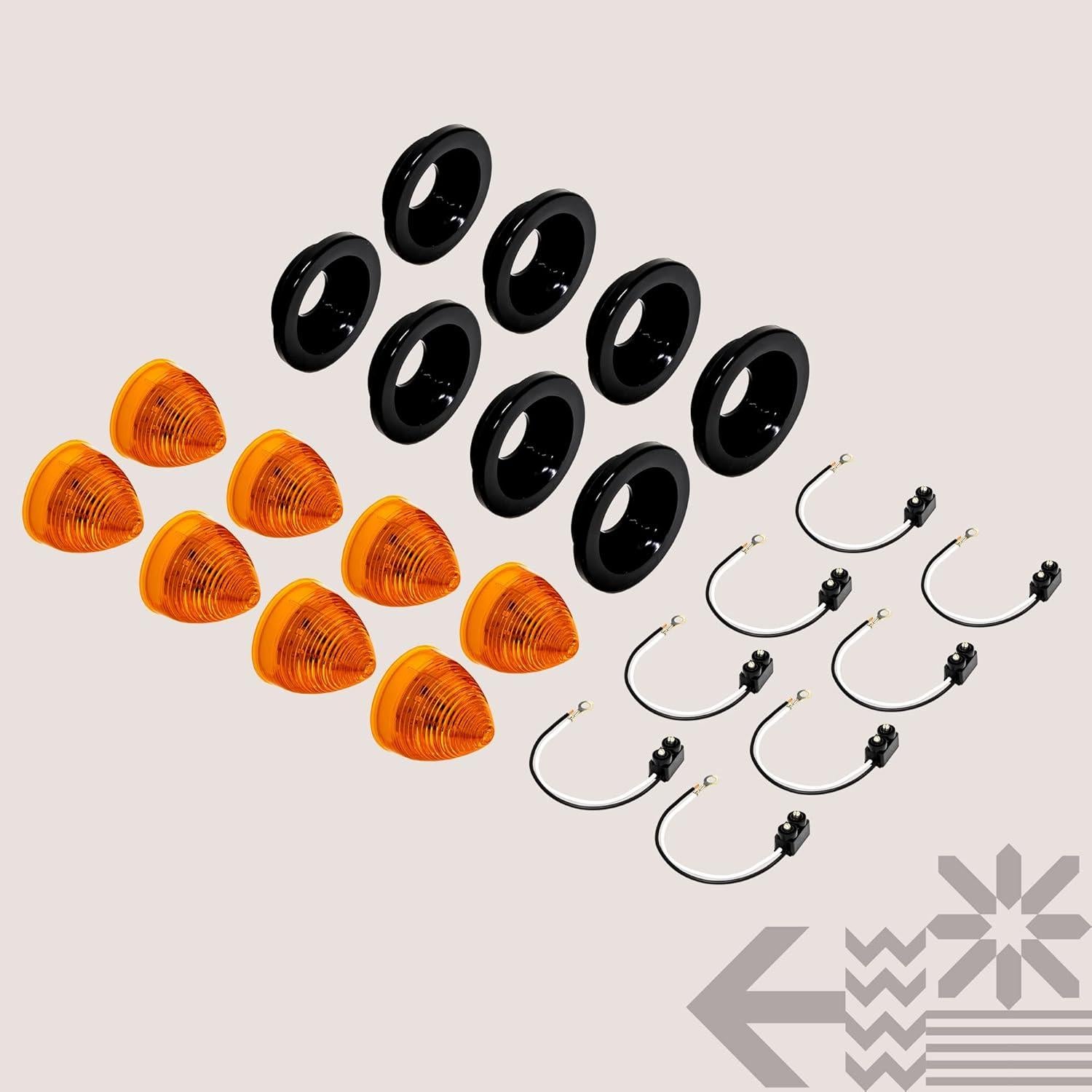 Luces Beehive LED 2.5" Ámbar True Mods - 8 Piezas Impermeables