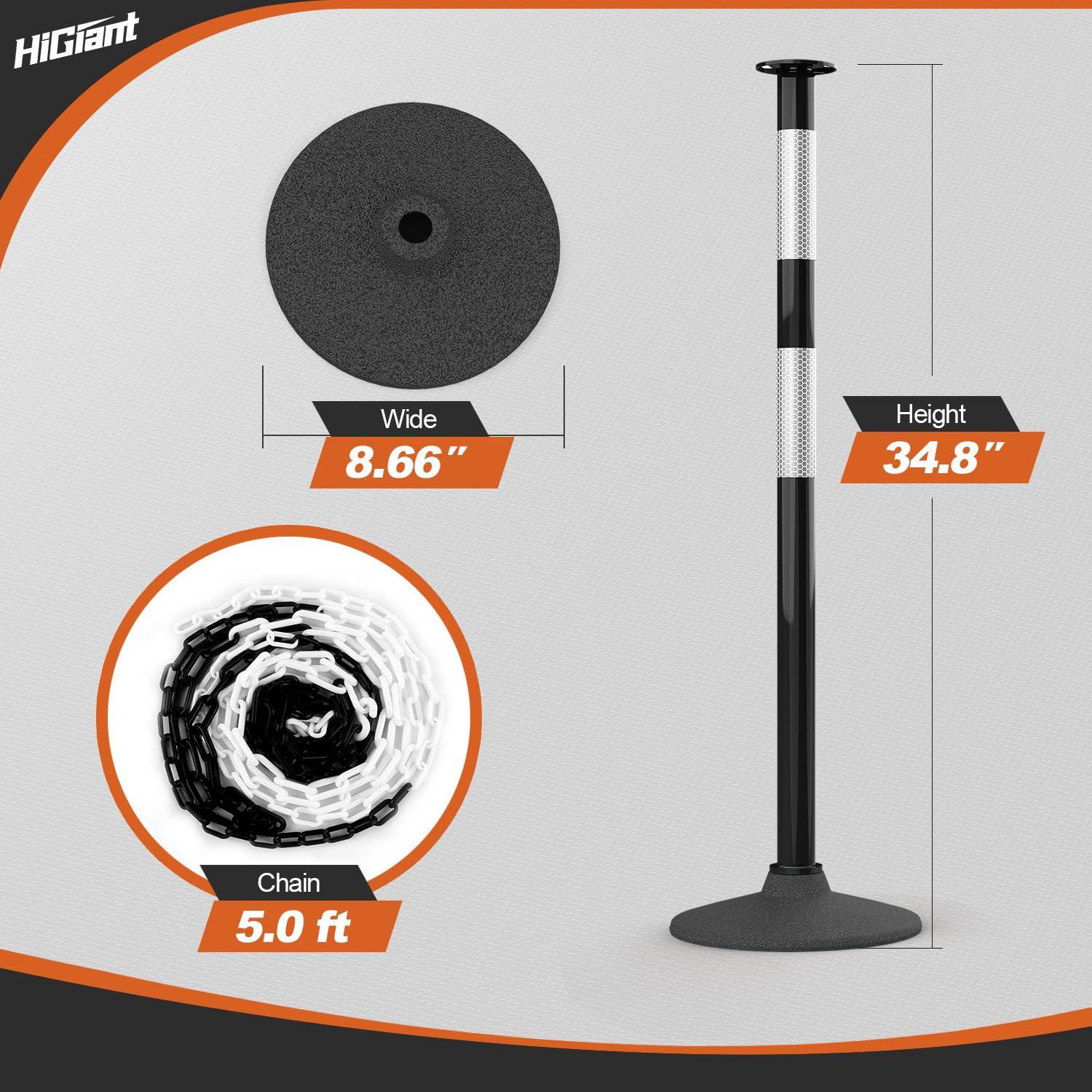 Postes Delineadores de Tráfico HiGiant 86 cm 4 Piezas con Base de Caucho