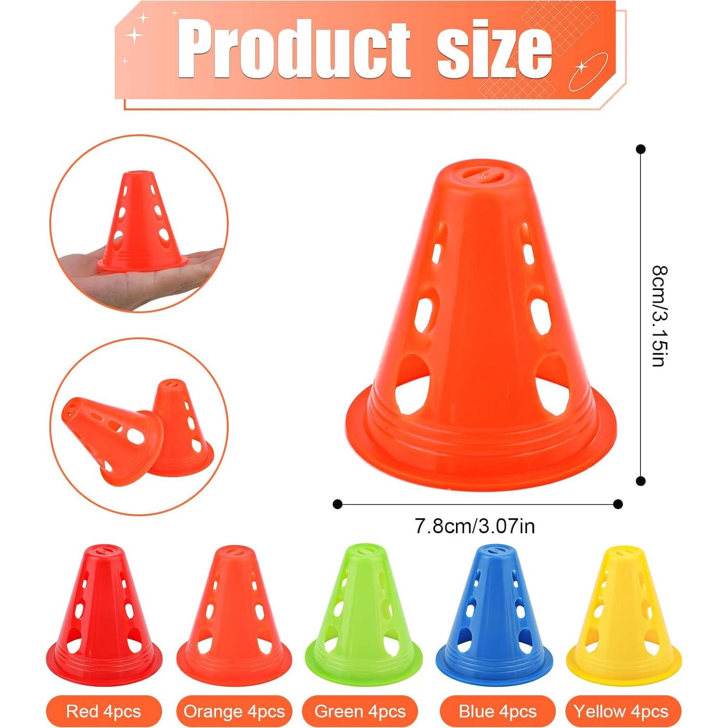 20 Conos de Entrenamiento Tinoaly 7.8 cm Multicolor