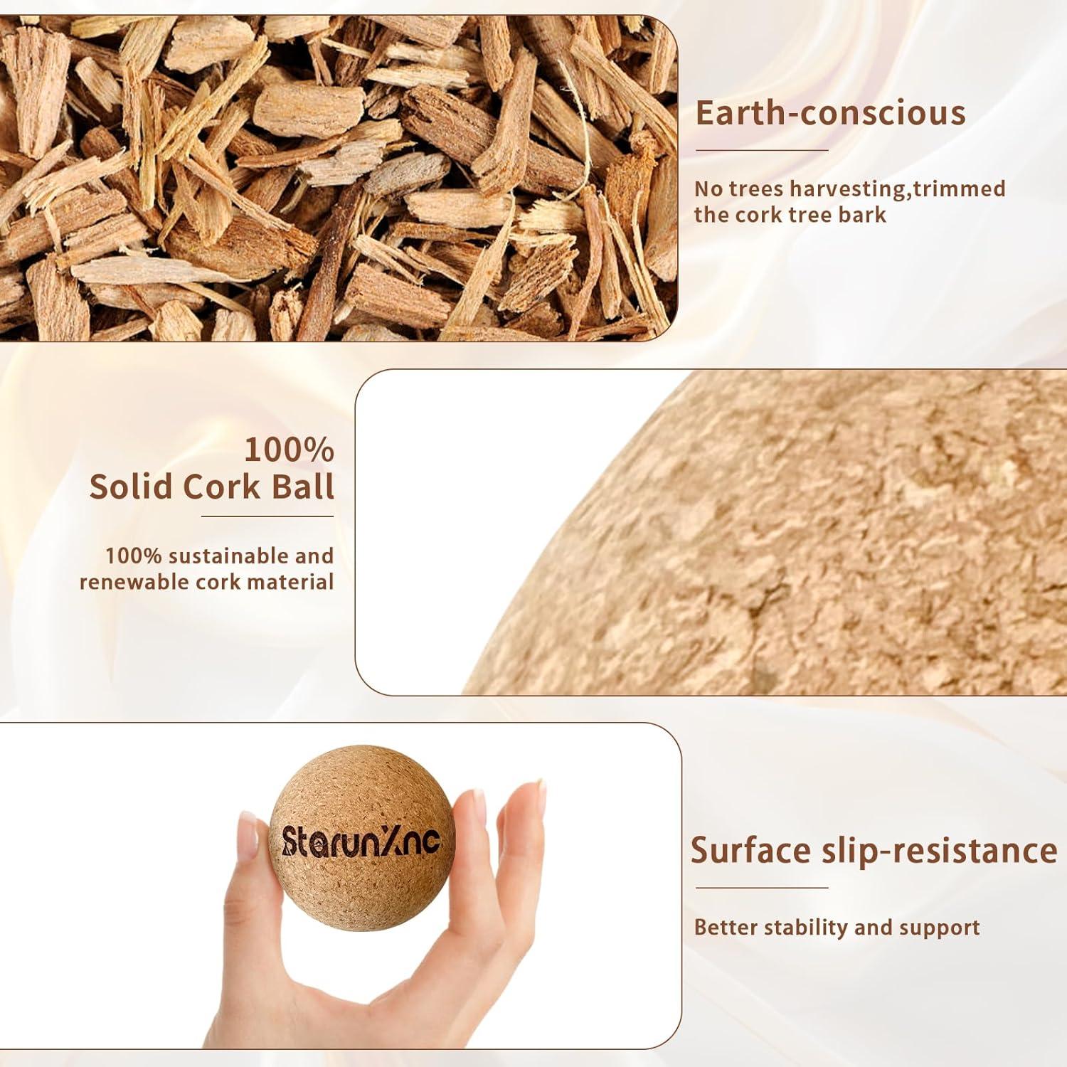 Juego de 3 Pelotas de Masaje de Corcho StarunXnc - Alivio Muscular
