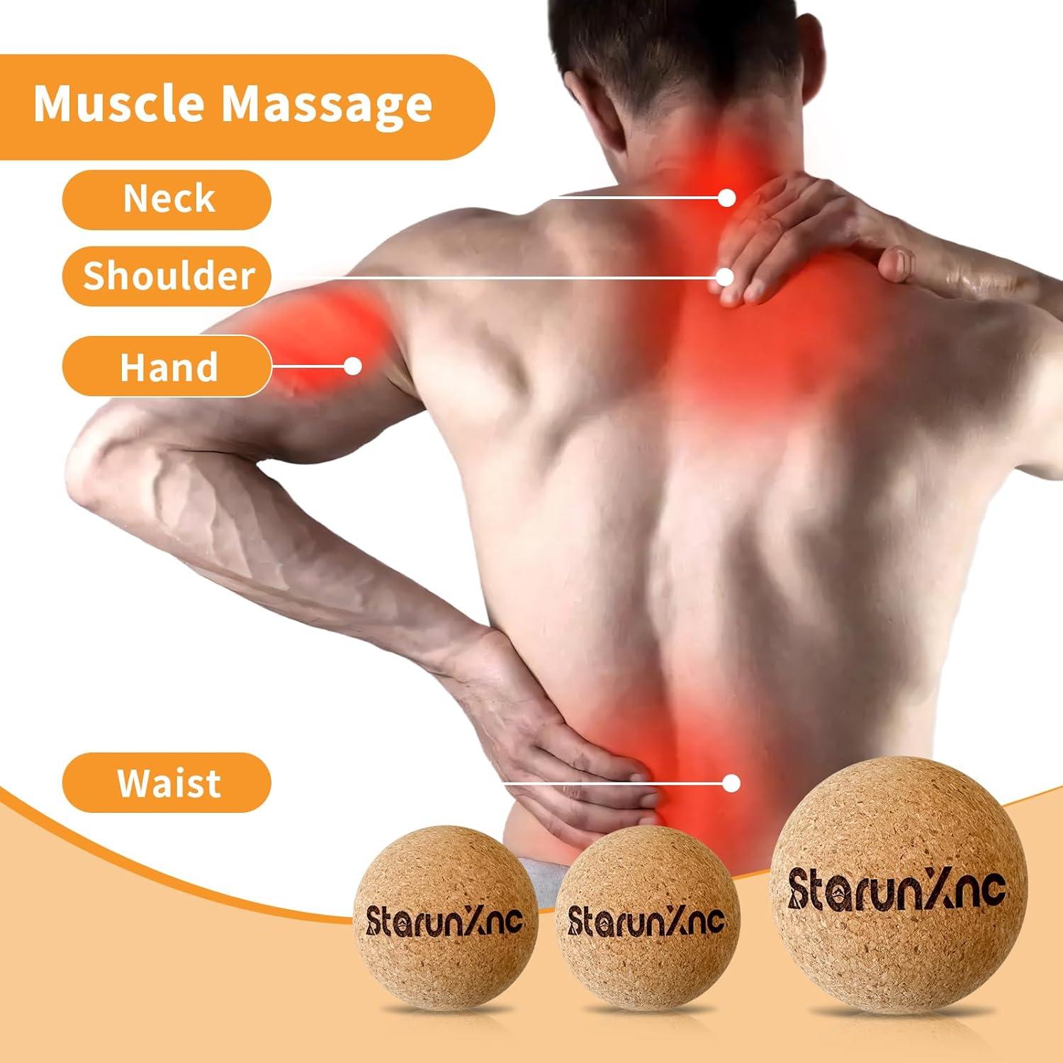 Juego de 3 Pelotas de Masaje de Corcho StarunXnc - Alivio Muscular