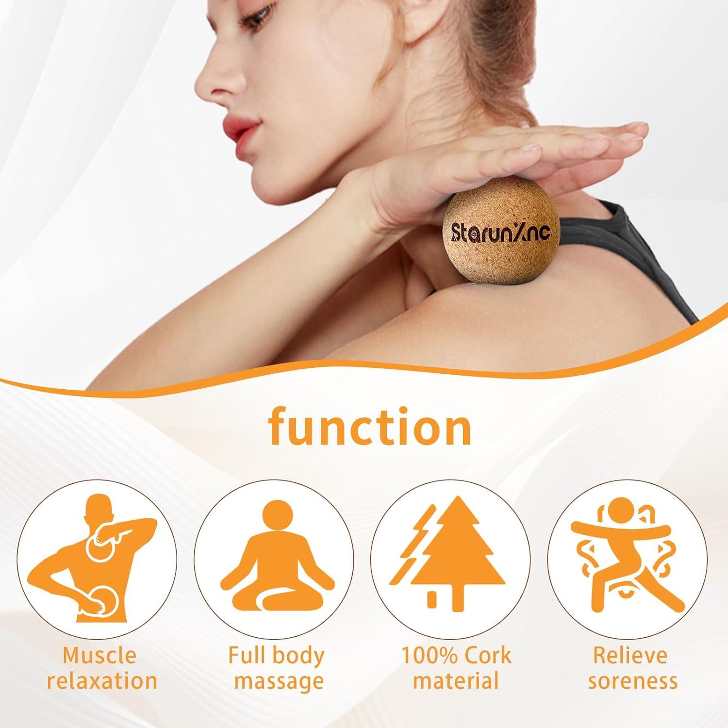Juego de 3 Pelotas de Masaje de Corcho StarunXnc - Alivio Muscular