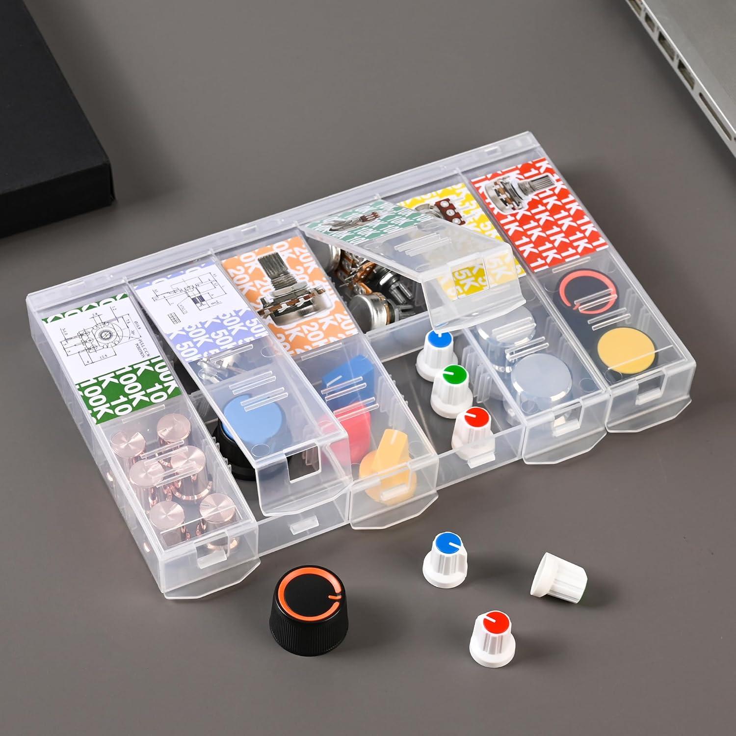 Kit de Potenciómetros 75 Piezas 1k a 100k con Perillas