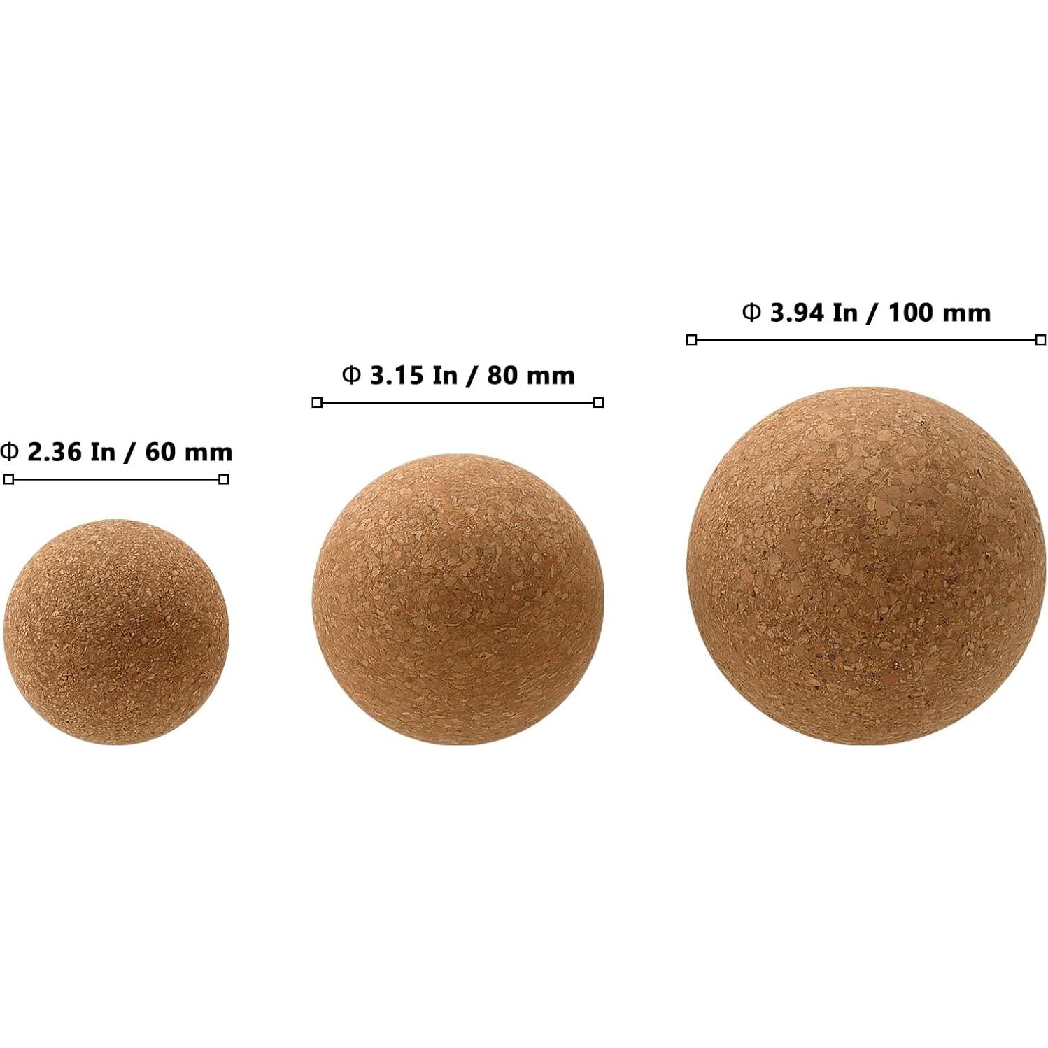 5 Bolas de Masaje de Corcho MUKLEI - 6cm, 8cm, 10cm