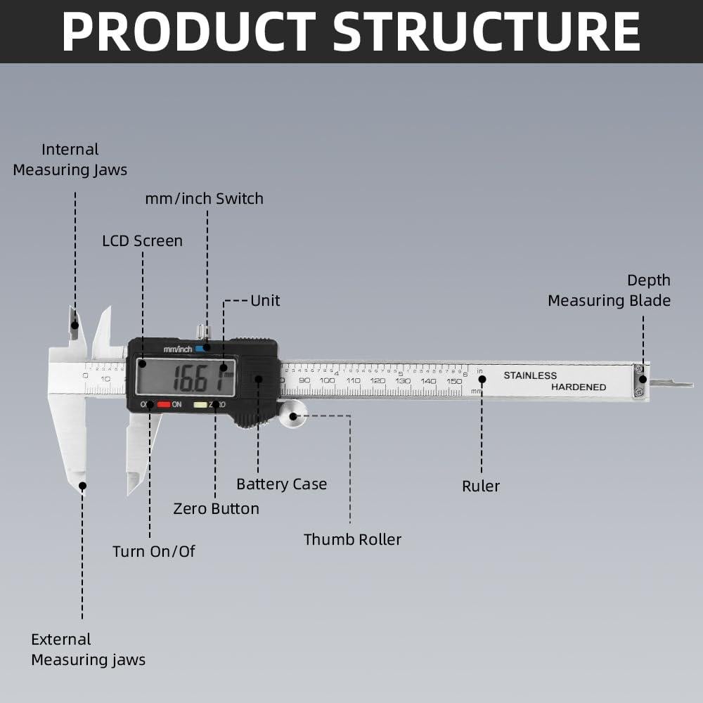 Calibrador Digital DEFO-570 de Acero Inoxidable 15.24 cm