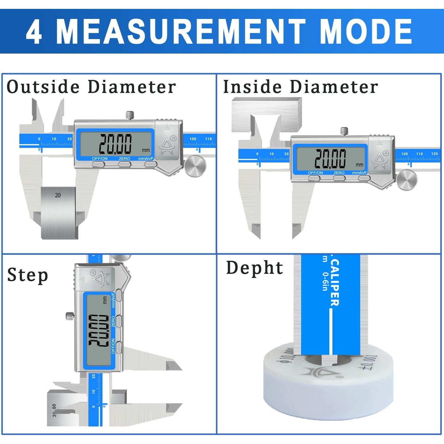 Calibrador Digital ACEMETER 15 cm Pantalla LCD Precisión 0.01 mm