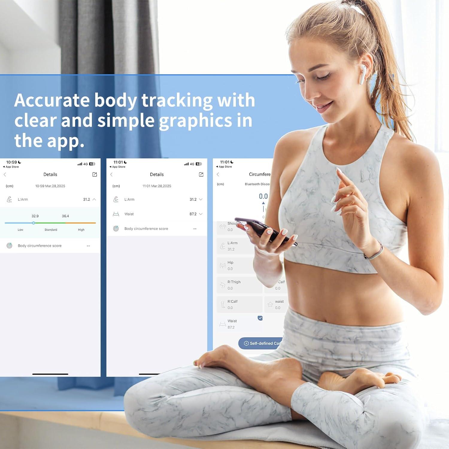 Cinta Métrica Corporal Inteligente Healthkeep ER307UWB Bluetooth 150cm