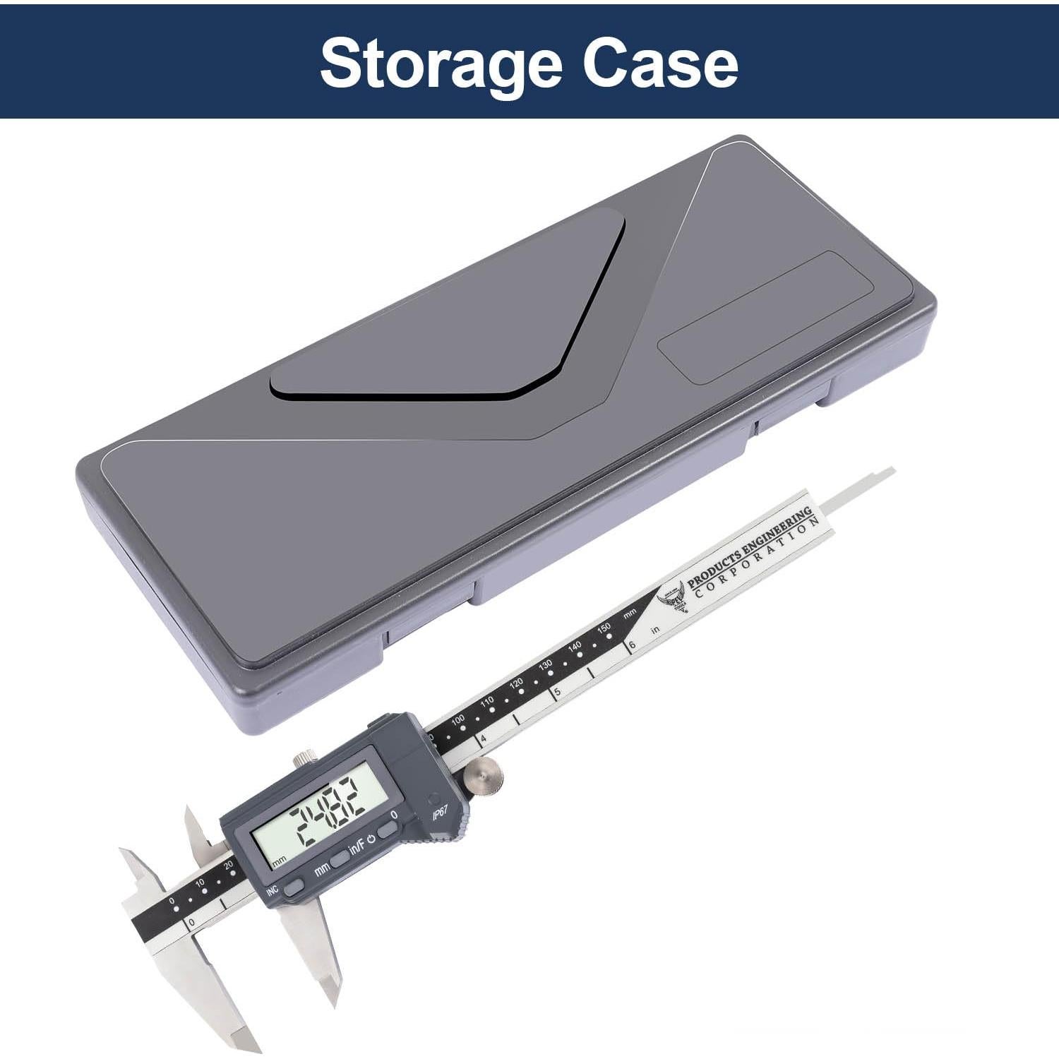 Calibrador Digital PEC Tools 150mm Acero Inoxidable IP67