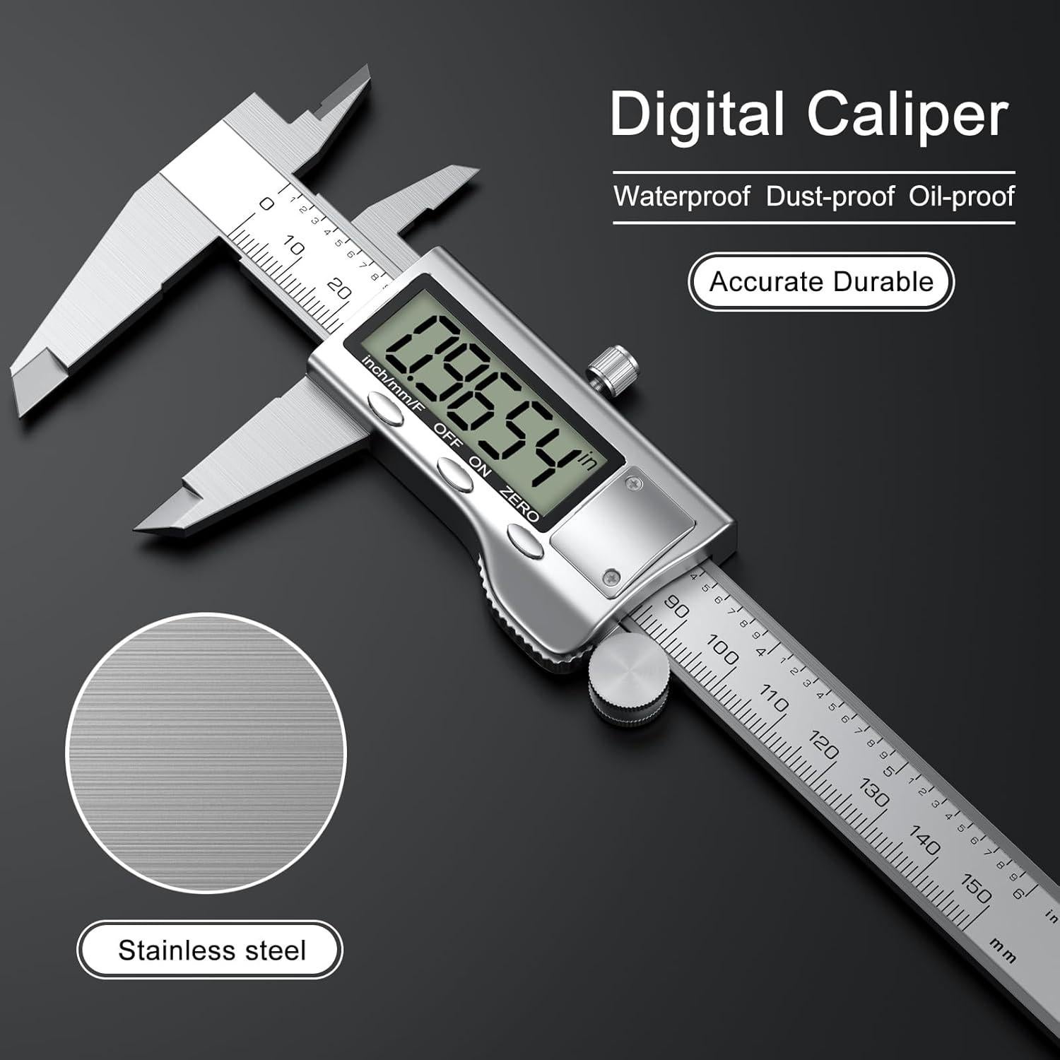 Calibrador Digital TOOGOND 150mm Acero Inoxidable LCD