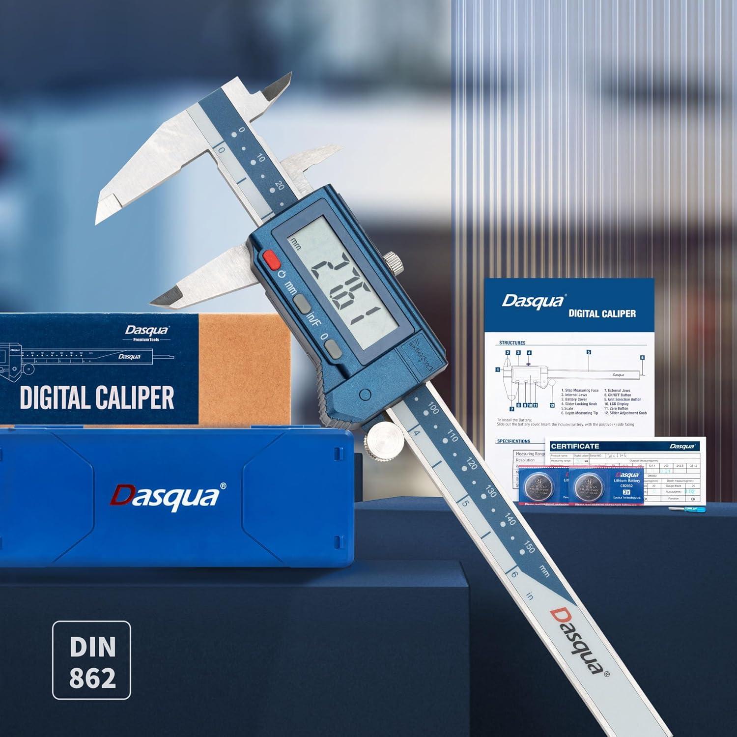 Calibrador Digital Dasqua 150mm Acero Inoxidable IP54 Precisión ±0.02mm