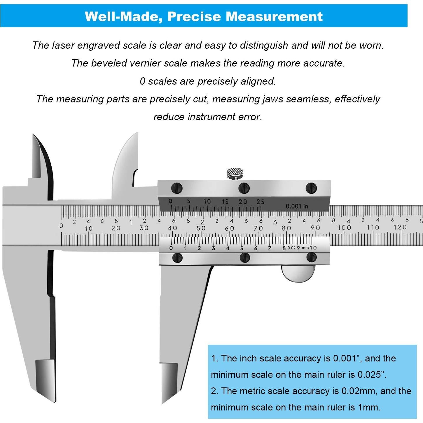 Calibrador Vernier ZLKSKER 300mm Acero Inoxidable Precisión 0.02mm