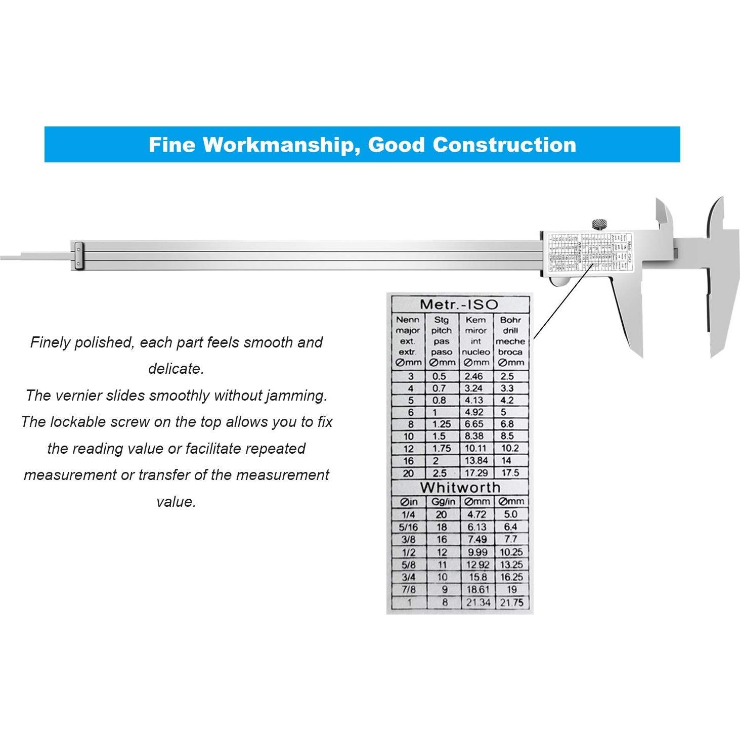 Calibrador Vernier ZLKSKER 300mm Acero Inoxidable Precisión 0.02mm