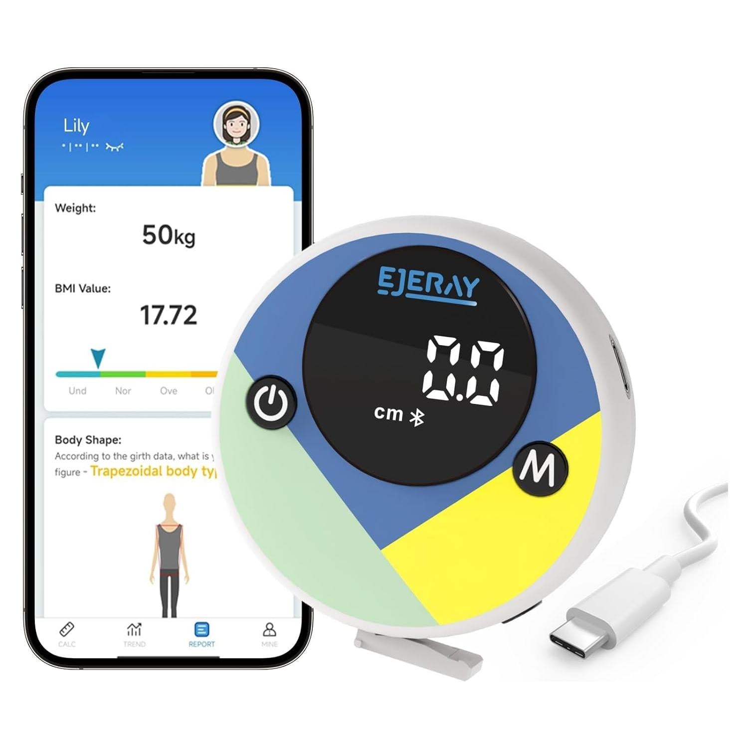 Cinta Métrica Digital EJEJAY 150cm con App Bluetooth