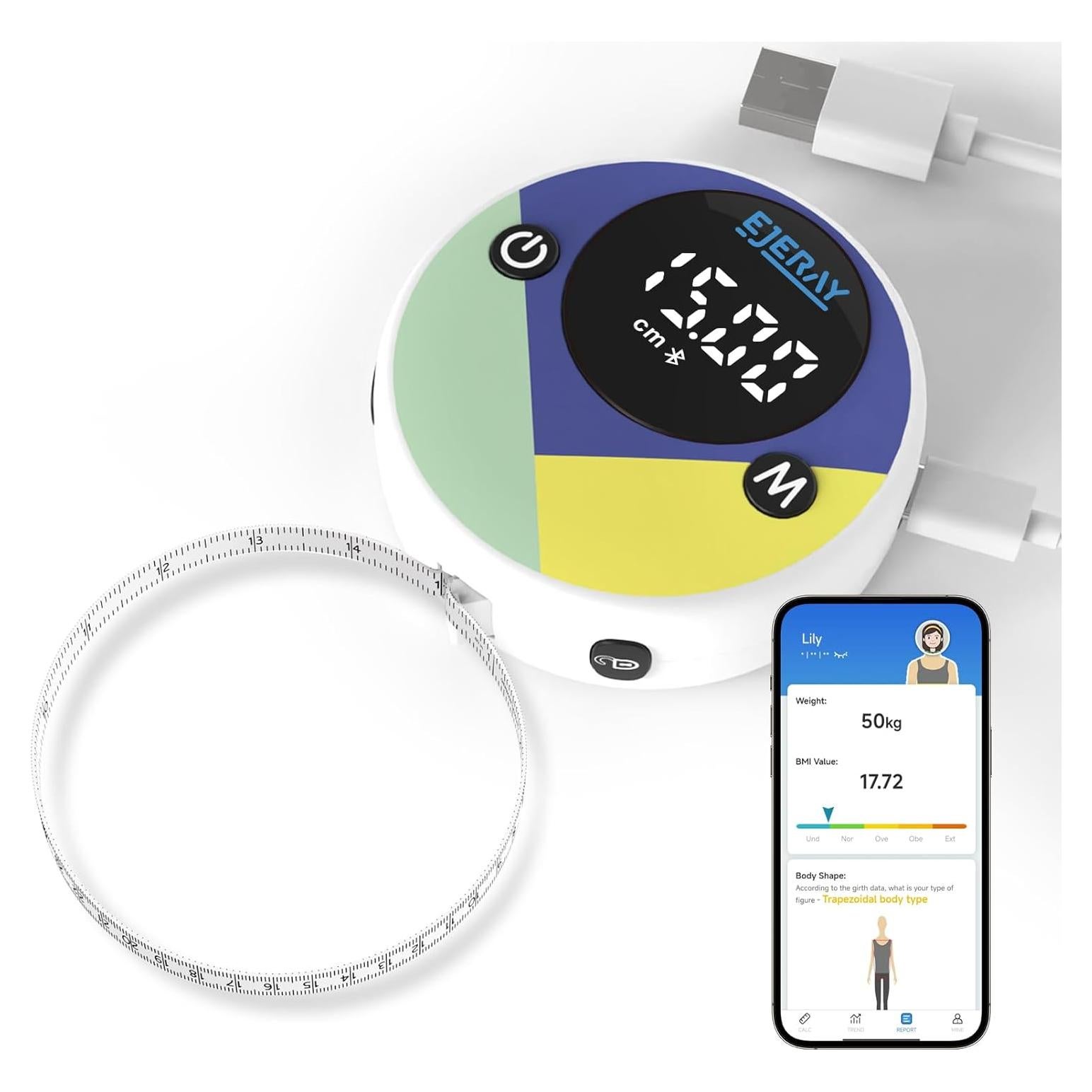 Cinta Métrica Digital EJEJAY 150cm con App y Pantalla LED