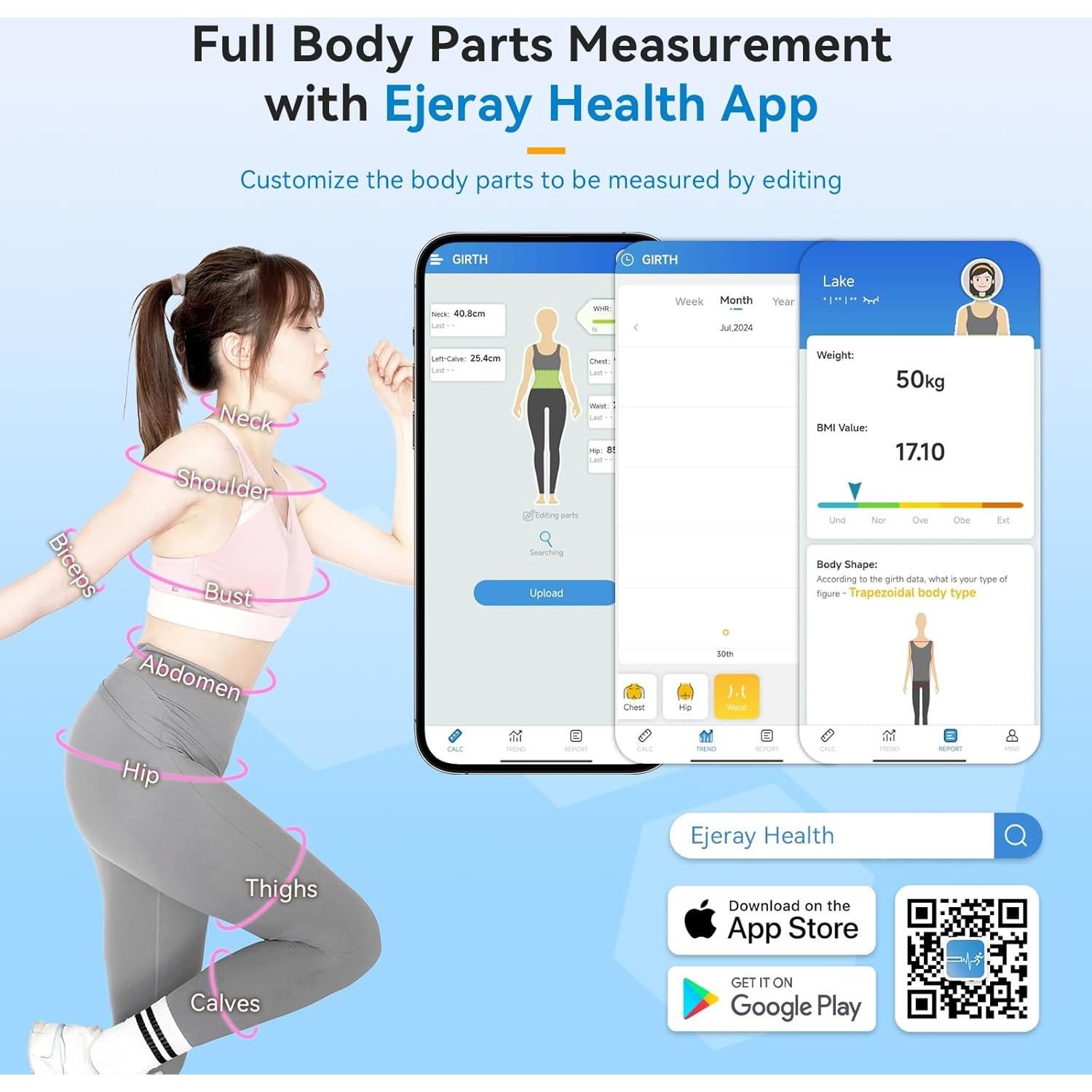 Cinta Métrica Digital EJEJAY 150cm con App y Pantalla LED
