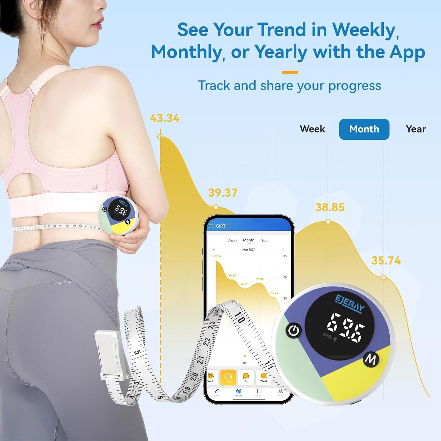 Cinta Métrica Digital EJEJAY 150cm con App y Pantalla LED