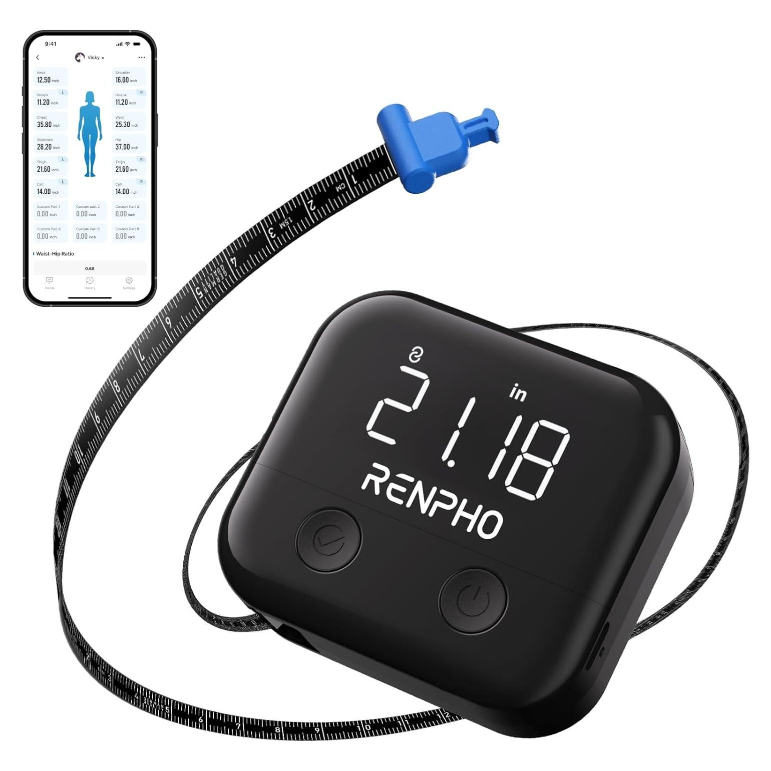 Cinta Métrica Corporal Inteligente RENPHO 150cm Recargable LED