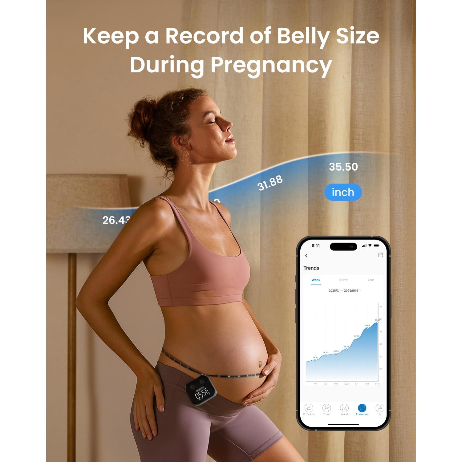 Cinta Métrica Corporal Inteligente RENPHO 150cm Recargable LED