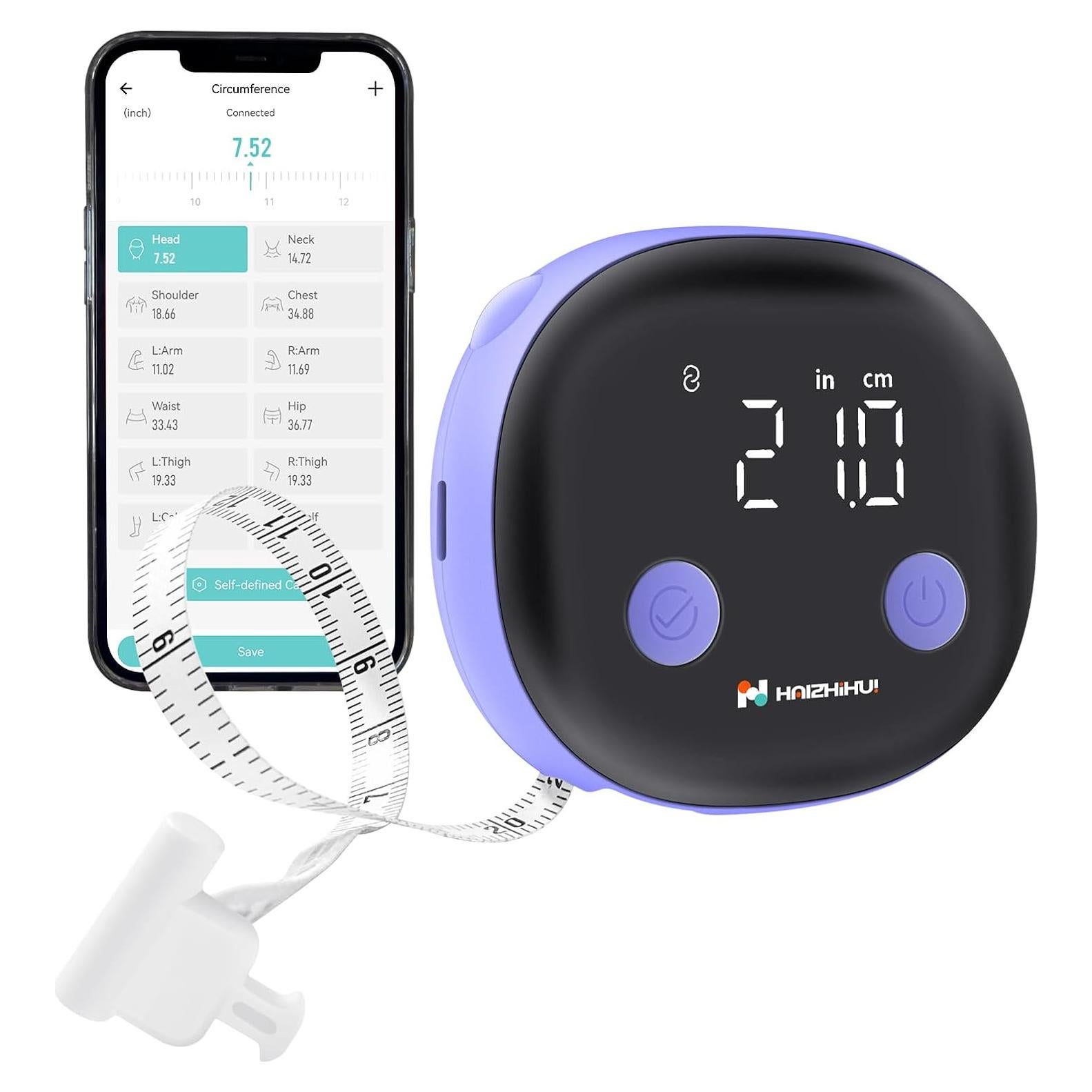 Cinta Métrica Corporal Inteligente Fitdays, Pantalla LED HD