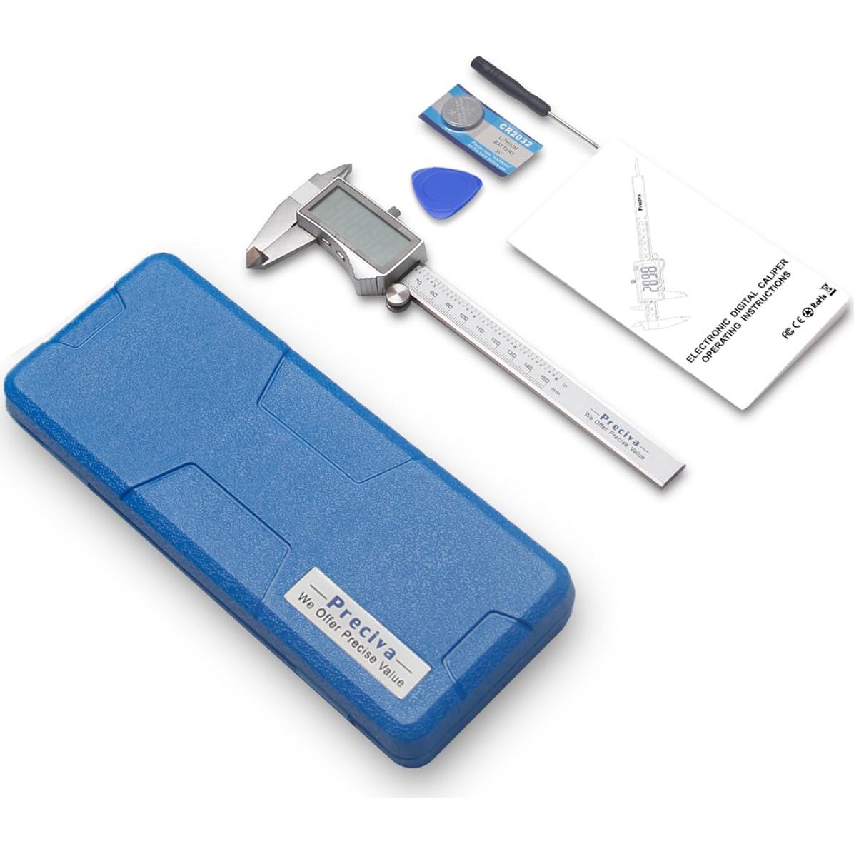 Calibrador Digital Preciva 150mm Acero Inoxidable Pantalla LCD