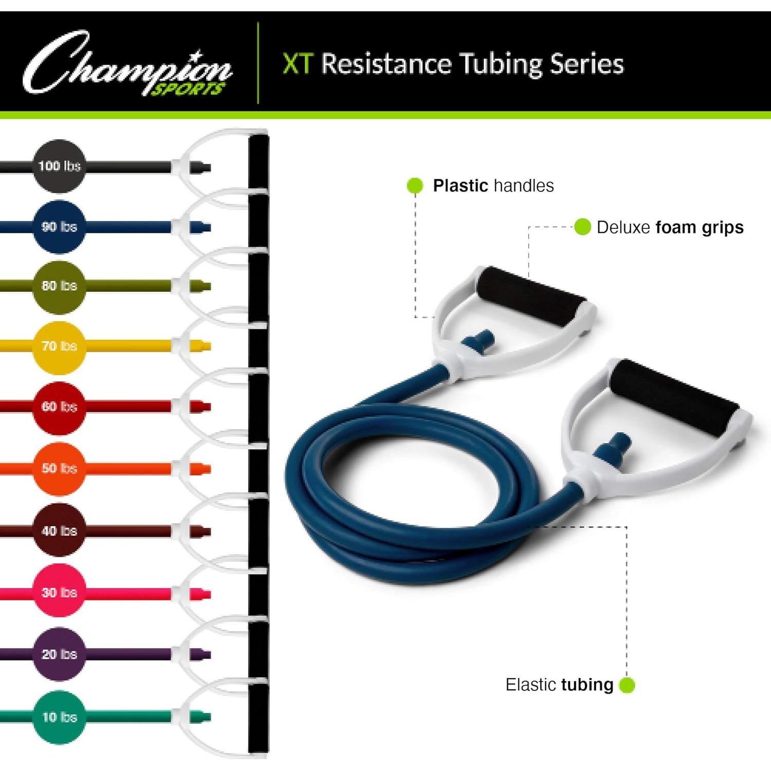 Tubería de Resistencia Champion Sports 100 Lbs Negra - Ejercicio