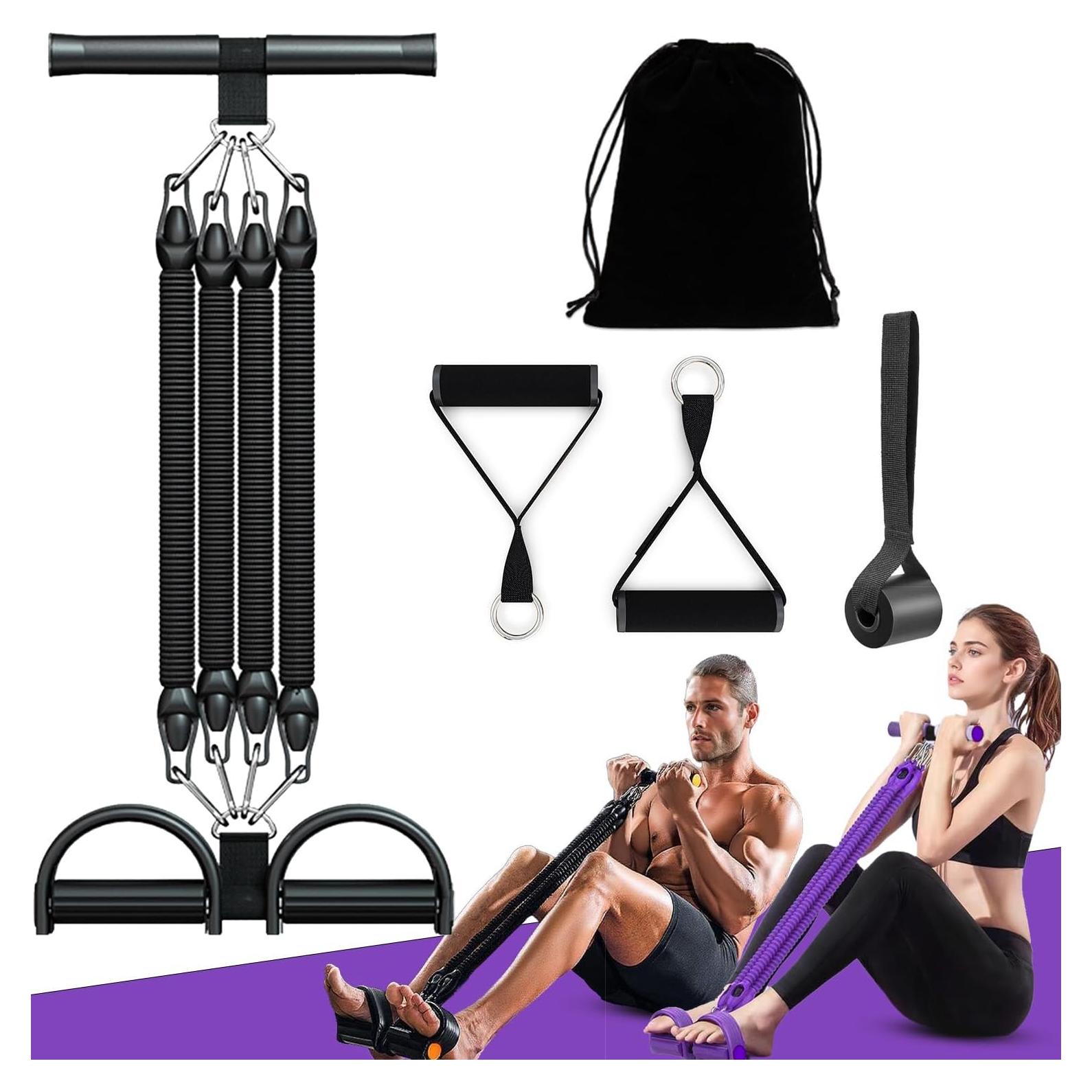 Banda de Resistencia Ajustable HELISAN con Pedal - 4 Tubos 11.34-45.36 kg